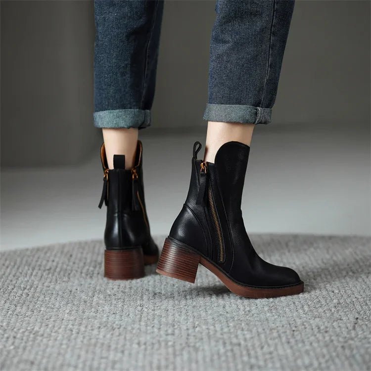 Zapatos de Cuero con Tacones Medios - Elegantes - Cómodos - LUXE - VyFlair