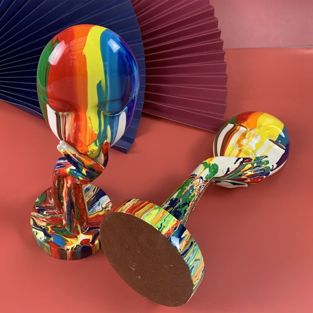 Vibrant Visisage - Estatua de cara colorida-decor-VyFlair