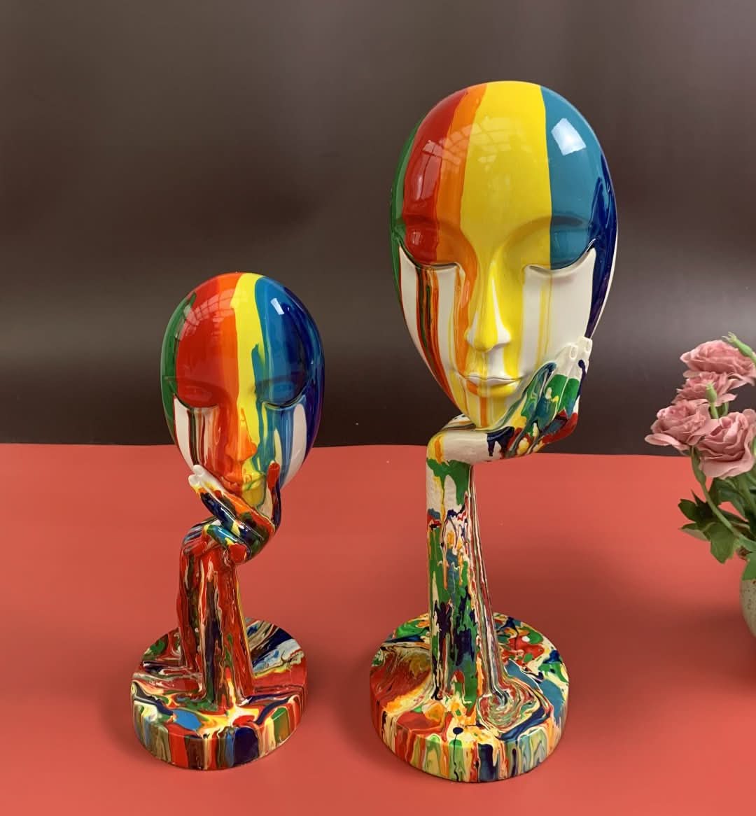 Vibrant Visisage - Estatua de cara colorida-decor-VyFlair