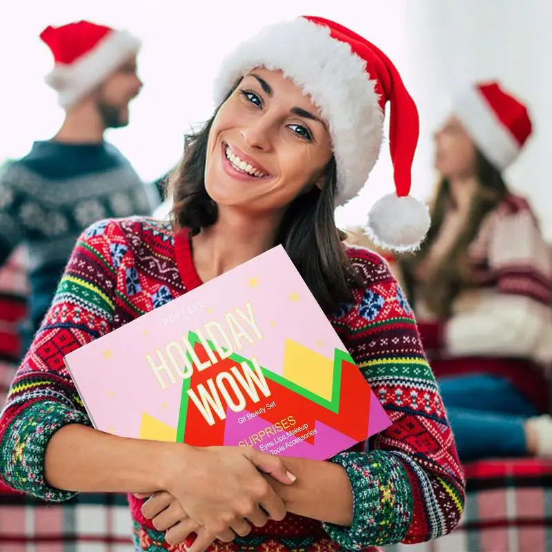 2025 Makeup Advent Calendar – Gift Box with Lipsticks, Eyeshadows, and Christmas Cosmetics