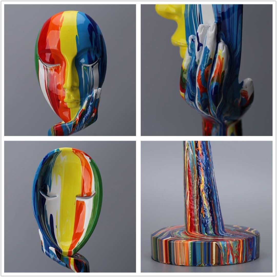 Vibrant Visisage - Estatua de cara colorida-decor-VyFlair