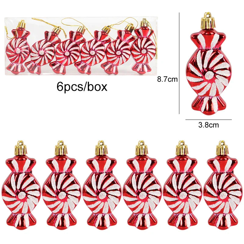 Set 6 Adornos Lollipop Navideños – Diseño Caramelo para Árbol y Regalo