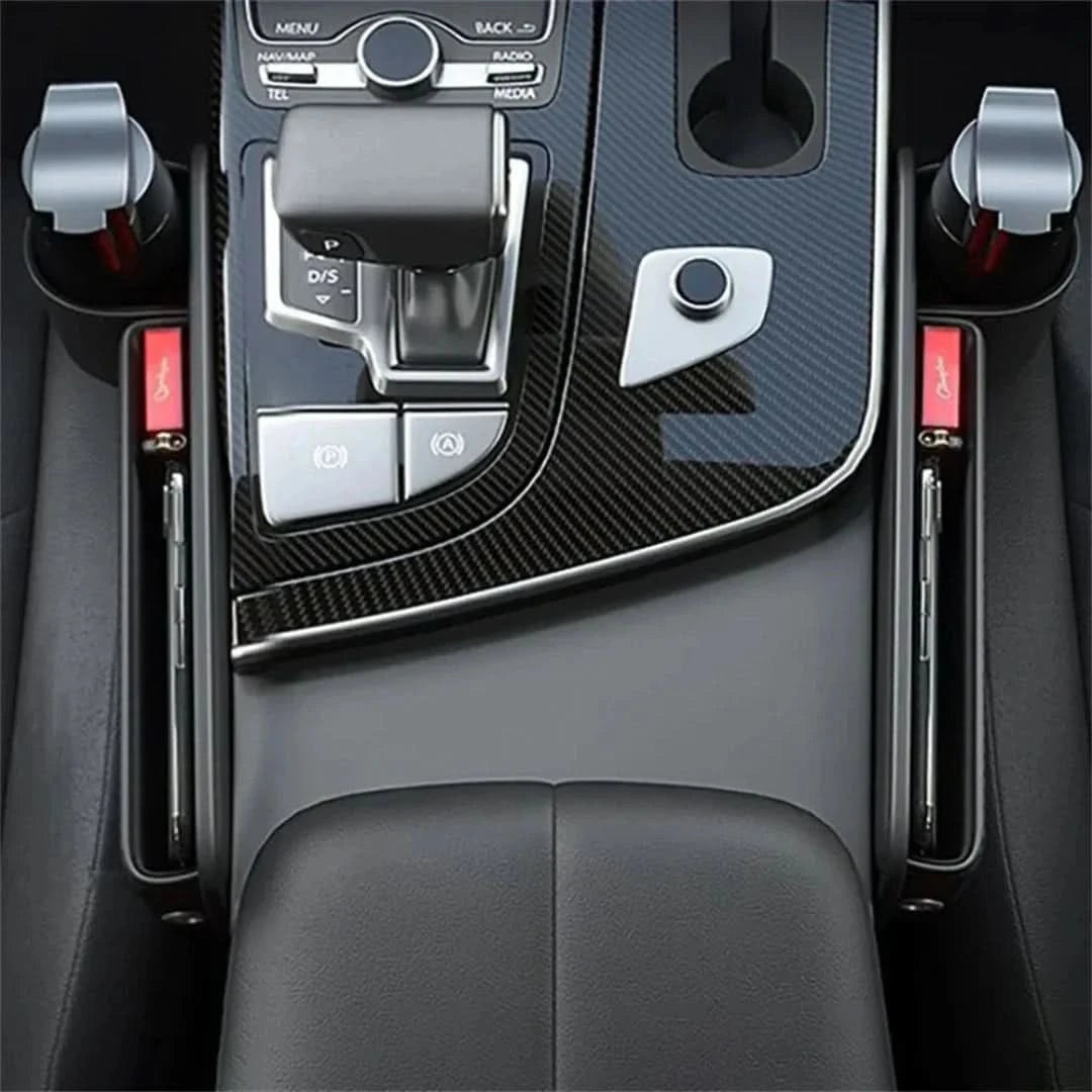 Organizador de asiento del automóvil de cuero + portavasos-Auto Accessories-VyFlair