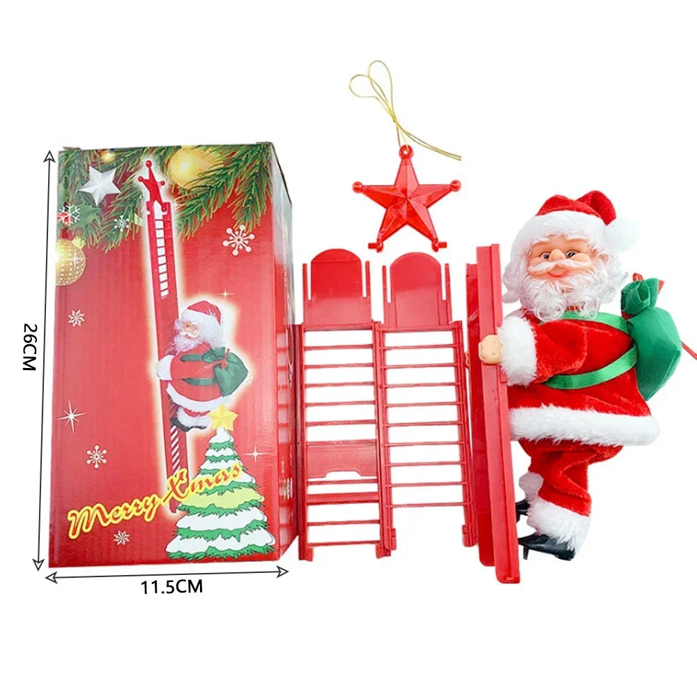 Papá Noel Ascendente Automático – Decoración LED Musical para Árbol de Navidad