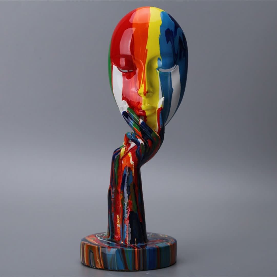 Vibrant Visisage - Estatua de cara colorida-decor-VyFlair