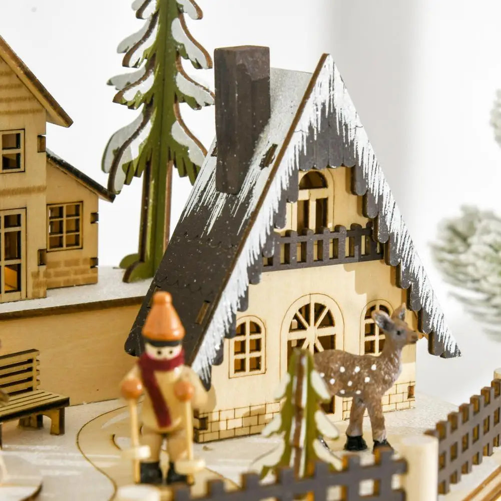 Wooden Advent Calendar with Lights 2025 – Christmas Decoration with Illuminated Village and Countdown Drawers