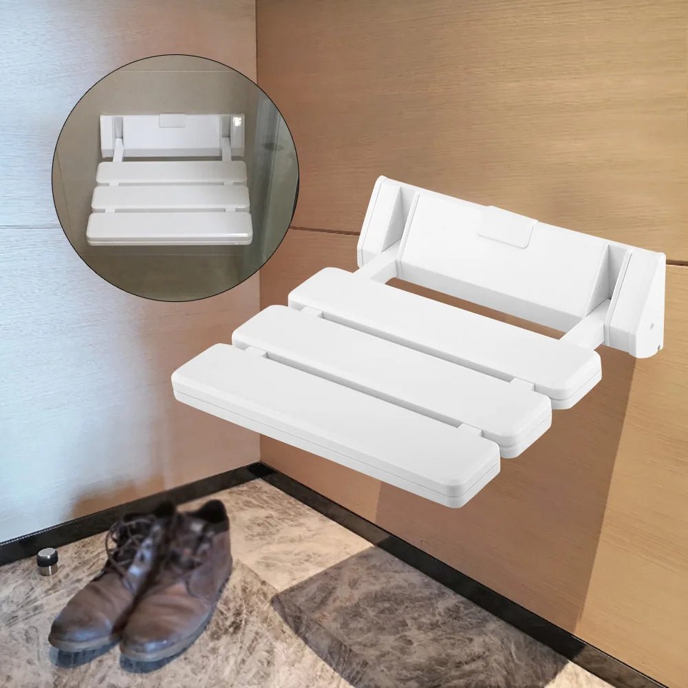 Asiento de ducha plegable - banco seguro montado en pared - ahorro de espacio - VyFlair