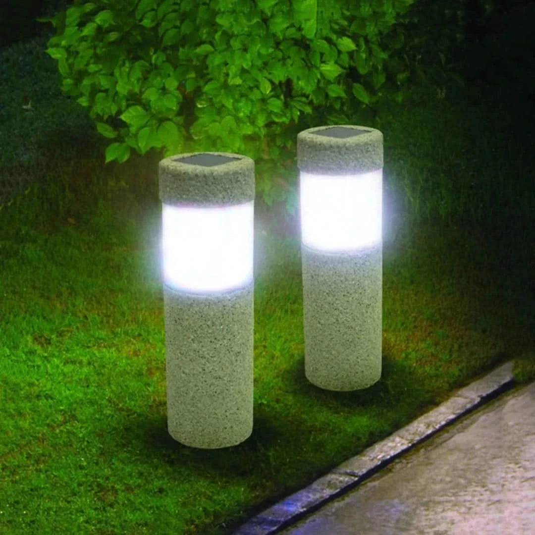 Granitglanz - Lámpara de columna de piedra-Outdoor lighting-VyFlair
