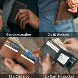 Cartera Bifold Hombre Cuero Real con Bloqueo RFID - VyFlair