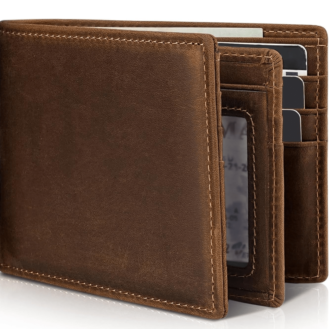 Cartera Bifold Hombre Cuero Real con Bloqueo RFID - VyFlair