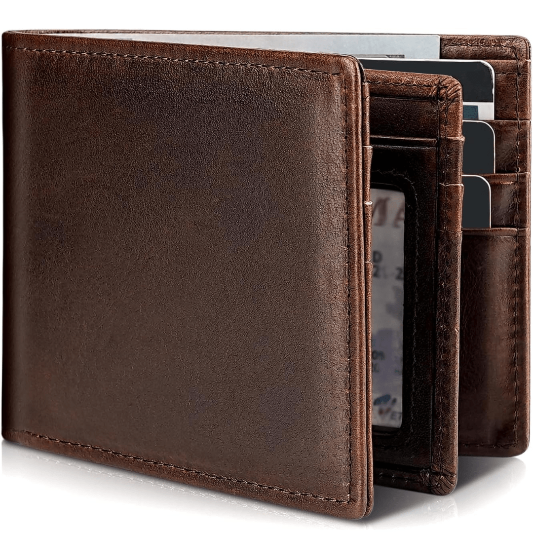 Cartera Bifold Hombre Cuero Real con Bloqueo RFID - VyFlair