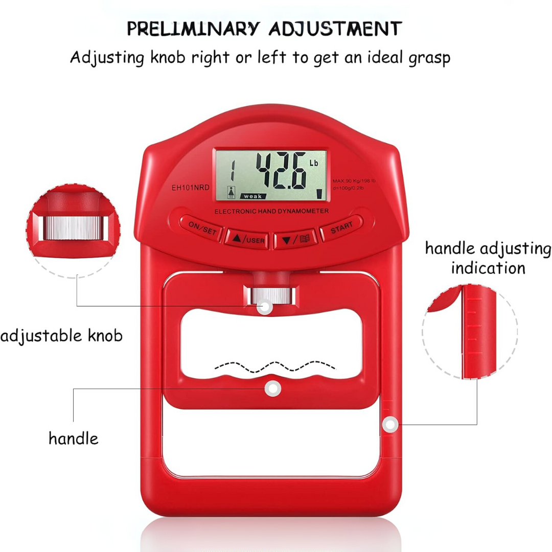 Dinamómetro Digital Gripmaster - Preciso y Portátil - 90kg