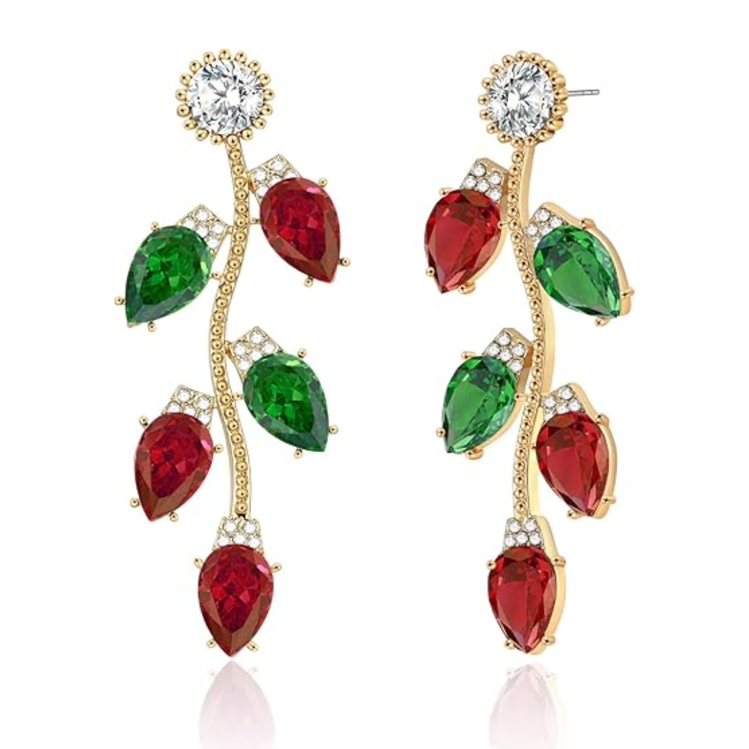 Orecchini Natalizi JollyGems – Ciondoli Brillanti e Leggeri per Donna