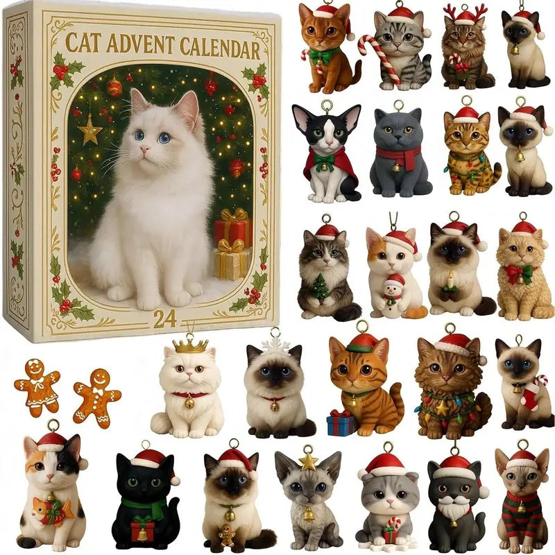 KattenKerst Advent Calendar – 24 Acrylic Cat Figures for a Christmas Full of Feline Charm