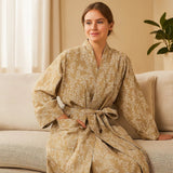 VeluSage - Bata de Algodón Refinada - Detalle Jacquard - Placer Relajante - VyFlair