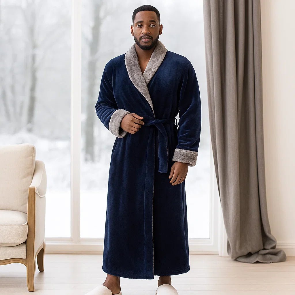 VeluSoft Bata de Fleece Elegante - Acabado Contraste Lujoso - Relax - VyFlair