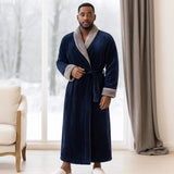 VeluSoft Bata de Fleece Elegante - Acabado Contraste Lujoso - Relax - VyFlair