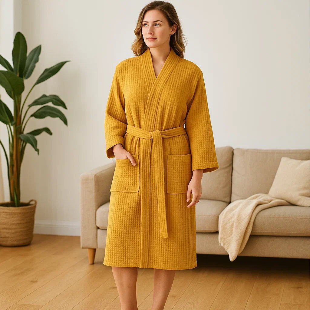 Bata de Algodón SereneLuxe – Escote en V Elegante - VyFlair