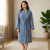 Bata de Algodón SereneLuxe – Escote en V Elegante - VyFlair