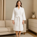 Bata de Algodón SereneLuxe – Escote en V Elegante - VyFlair