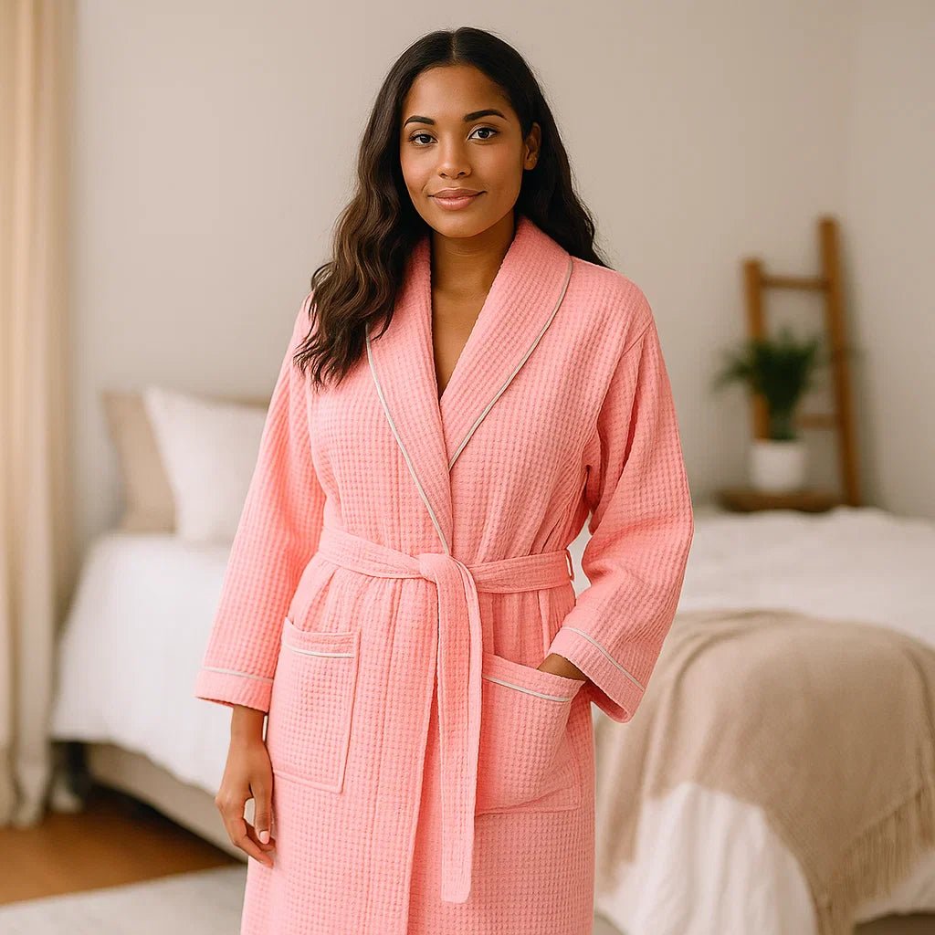 Bata de Algodón Waffle SereniLuxe – Lujo y Confort - VyFlair