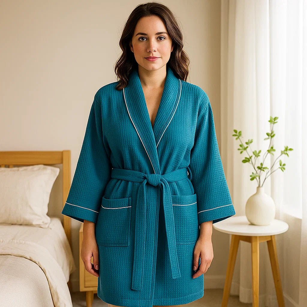 Bata de Algodón Waffle SereniLuxe – Lujo y Confort - VyFlair