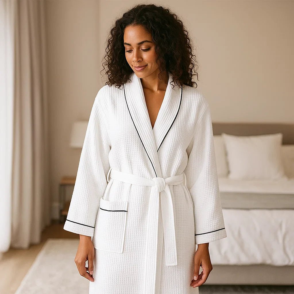 Bata de Algodón Waffle SereniLuxe – Lujo y Confort - VyFlair