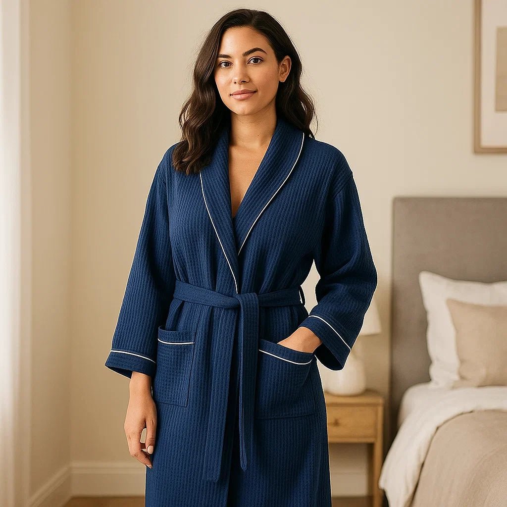 Bata de Algodón Waffle SereniLuxe – Lujo y Confort - VyFlair