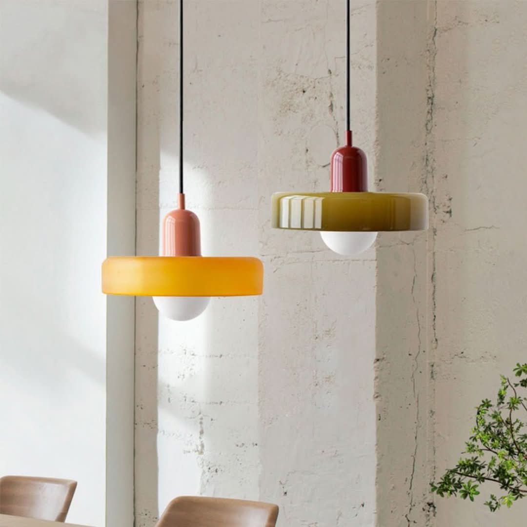 Lámpara colgante Bauhaus | Vidrio de color-Wall lamps & Ceiling lamps-VyFlair