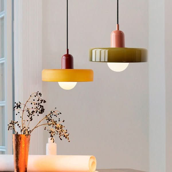 Lámpara colgante Bauhaus | Vidrio de color-Wall lamps & Ceiling lamps-VyFlair