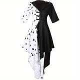Vestido Halloween Mujer Dálmata Asimétrico con Capucha - VyFlair
