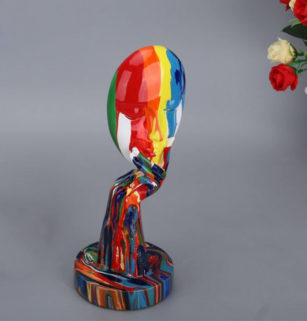 Vibrant Visisage - Estatua de cara colorida-decor-VyFlair