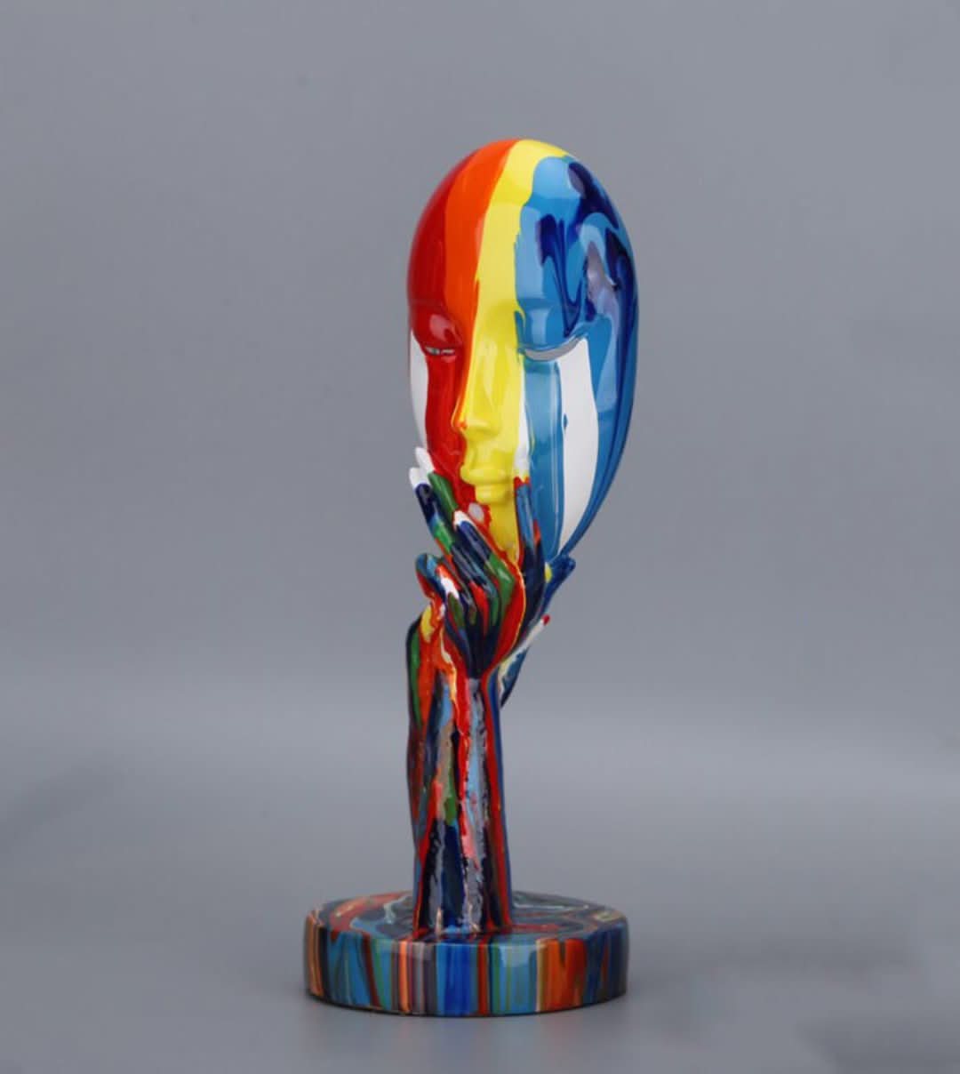 Vibrant Visisage - Estatua de cara colorida-decor-VyFlair