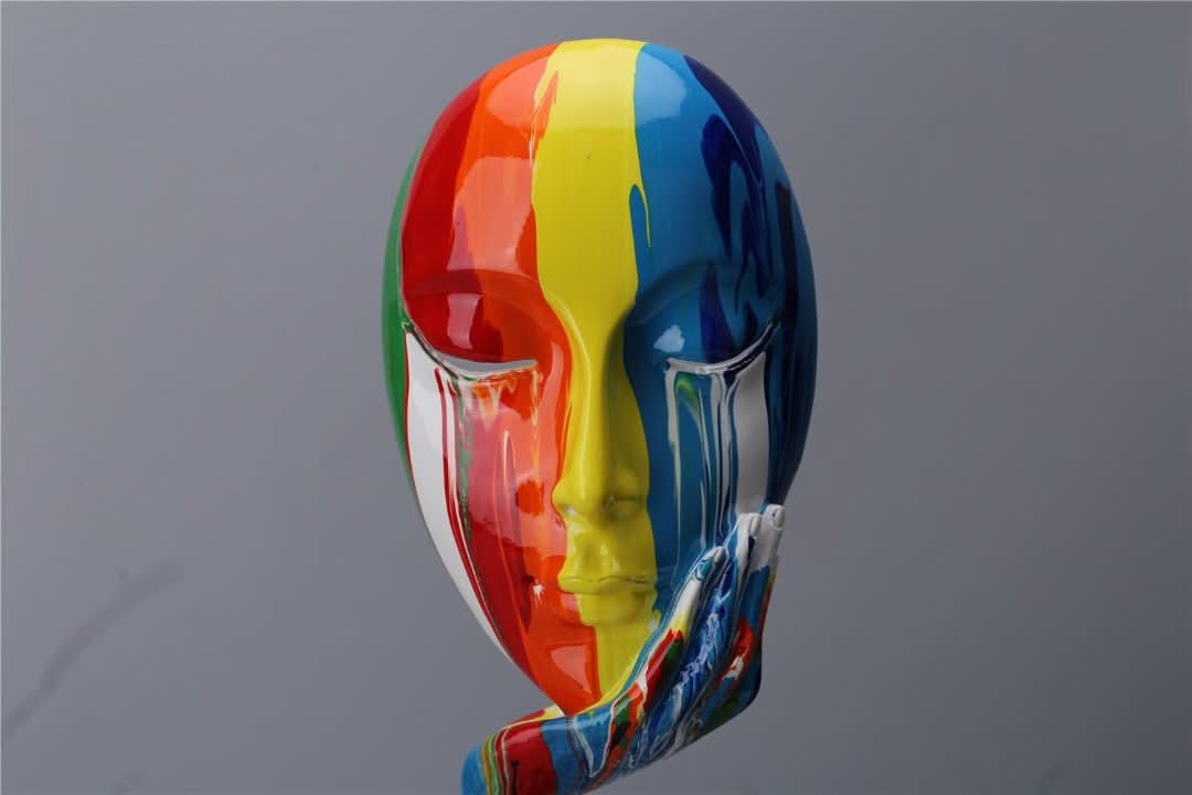 Vibrant Visisage - Estatua de cara colorida-decor-VyFlair