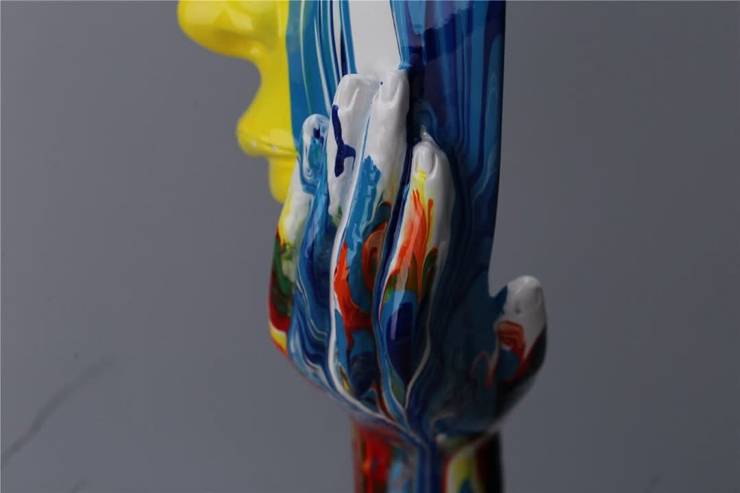 Vibrant Visisage - Estatua de cara colorida-decor-VyFlair