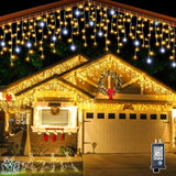 Decoraciones Navideñas LED para Exteriores – Luces Impermeables de Cortina Blanco Cálido
