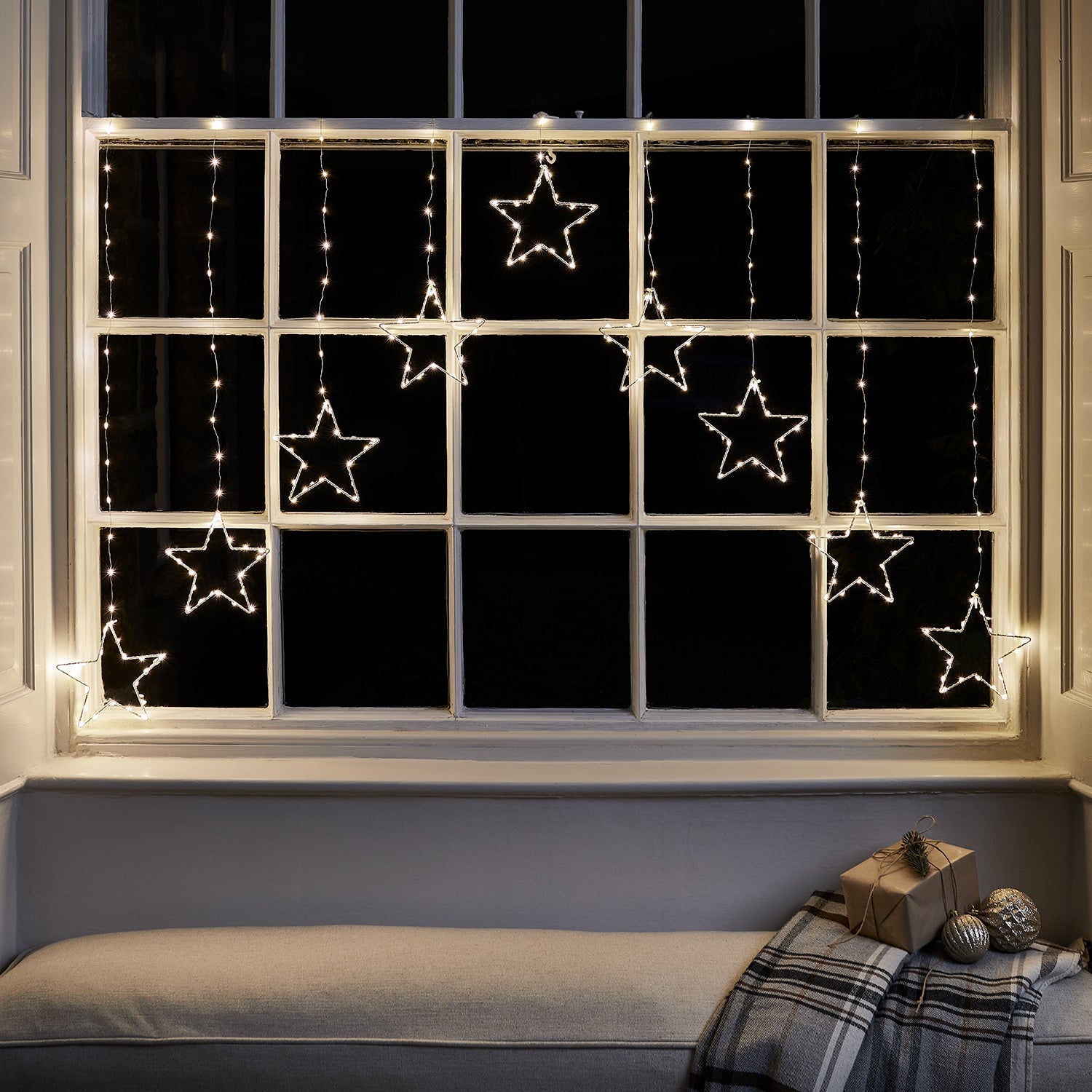 Luces de Ventana Estrella LED – Decoración Navideña con Brillo Blanco Cálido