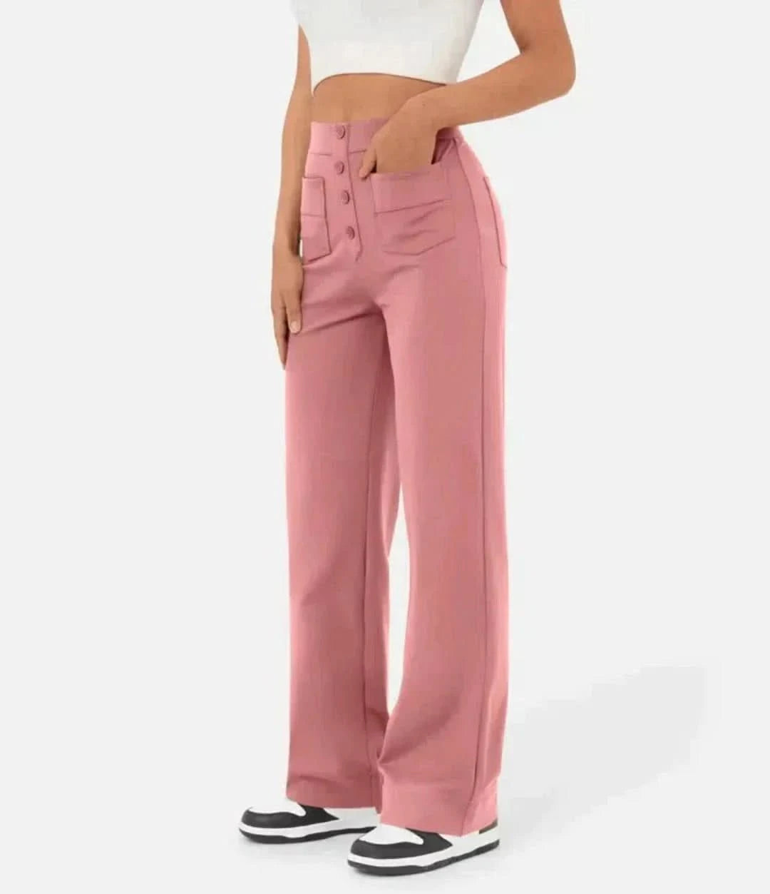 Moduza - pantalones elásticos de cintura alta-Elastic Trousers-VyFlair