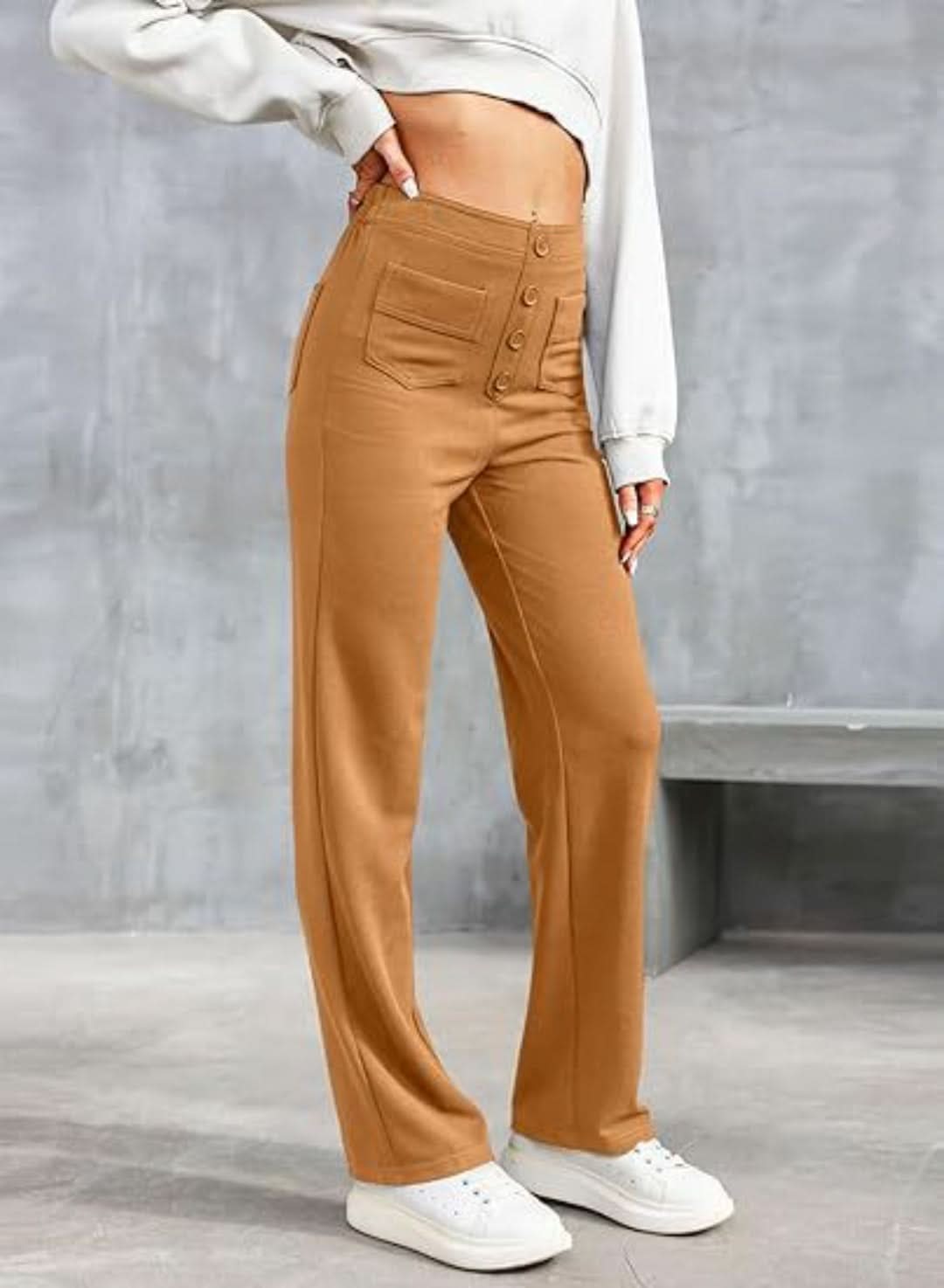 Moduza - pantalones elásticos de cintura alta-Elastic Trousers-VyFlair