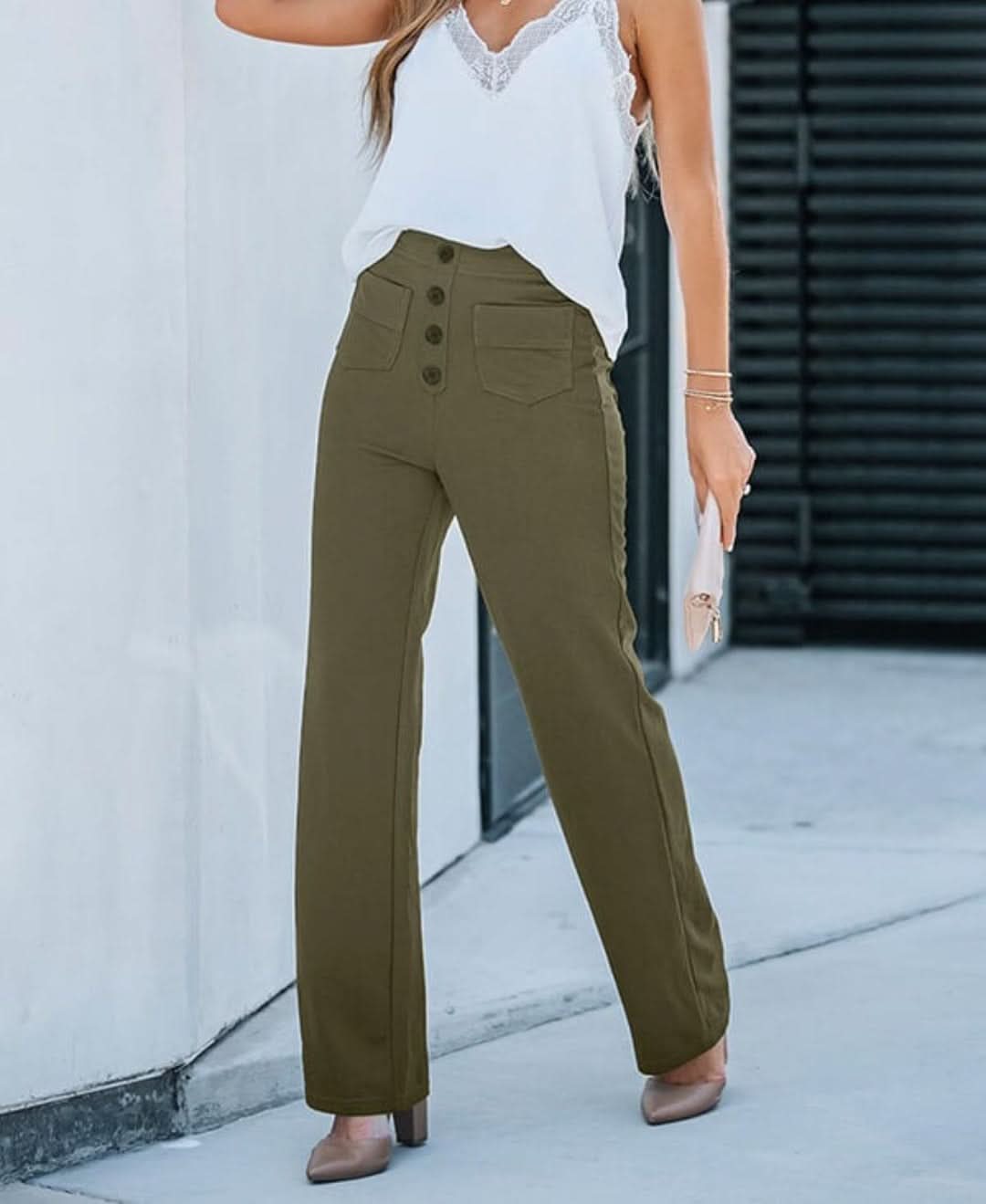 Moduza - pantalones elásticos de cintura alta-Elastic Trousers-VyFlair
