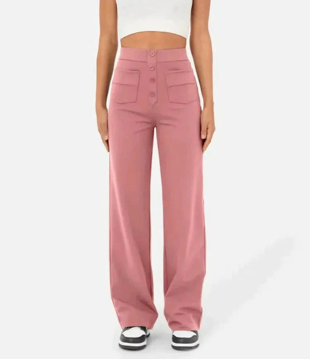 Moduza - pantalones elásticos de cintura alta-Elastic Trousers-VyFlair