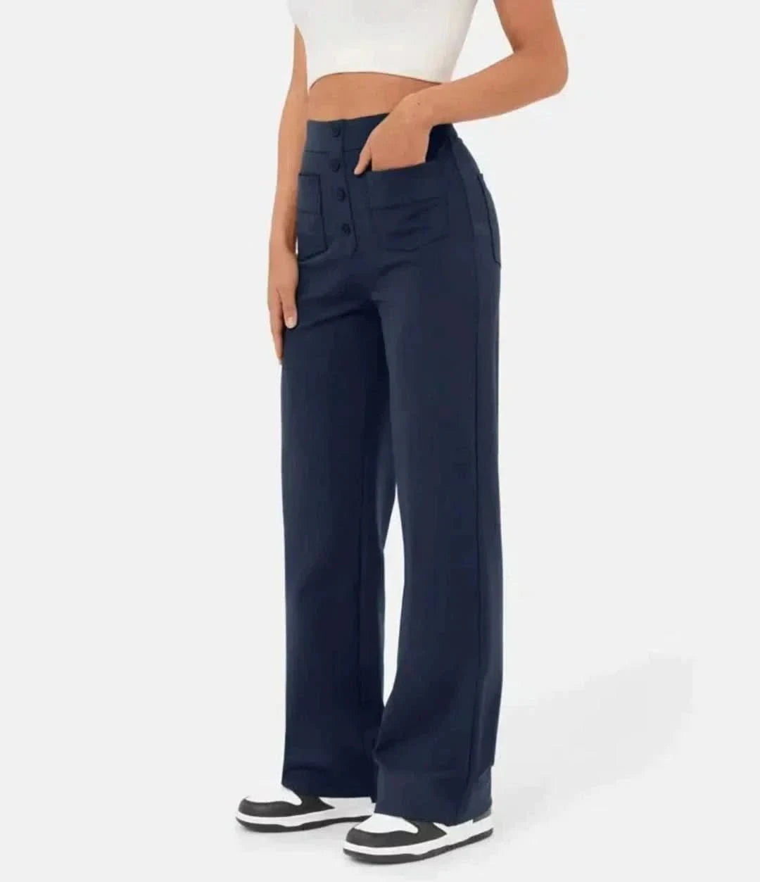 Moduza - pantalones elásticos de cintura alta-Elastic Trousers-VyFlair
