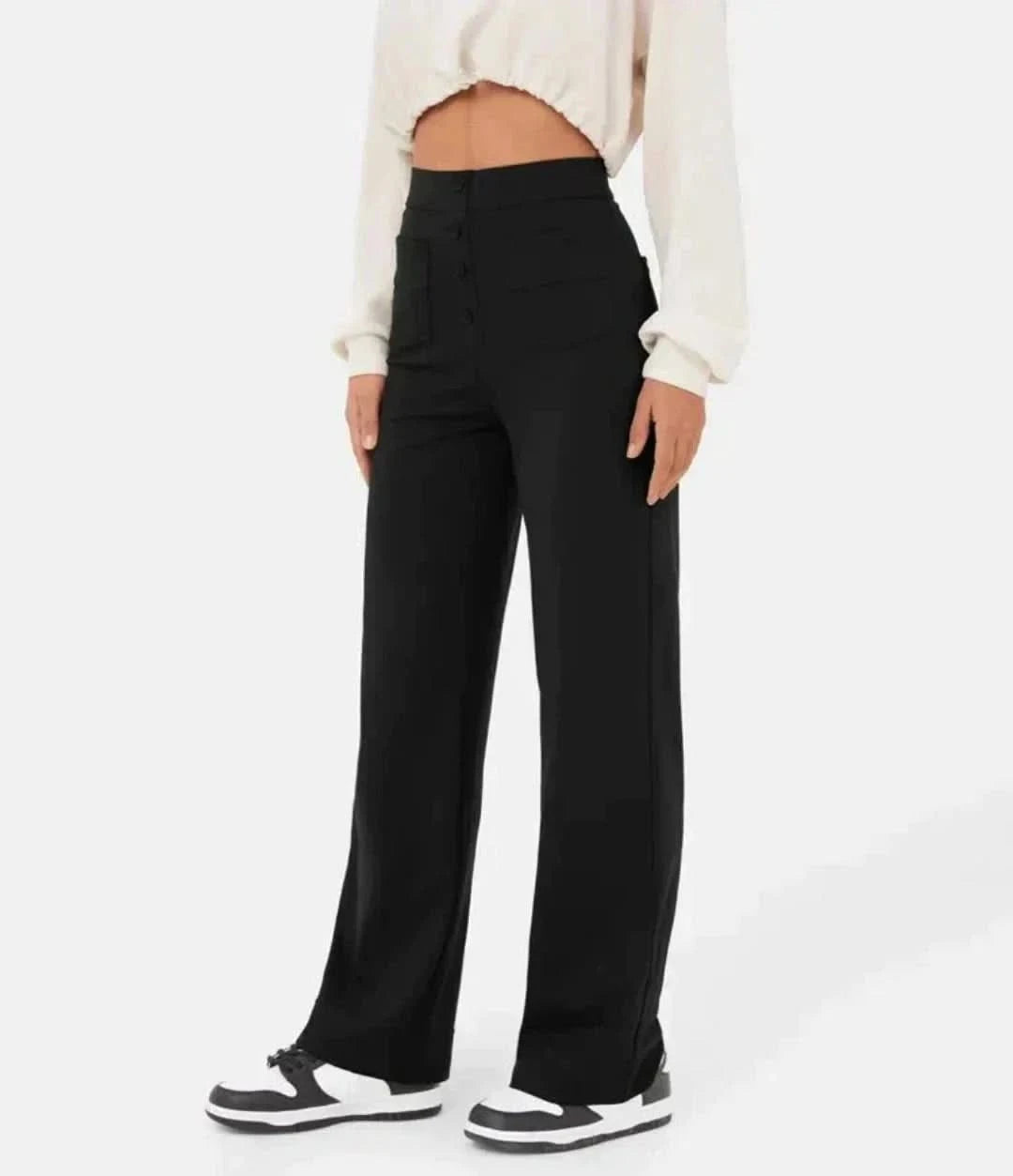 Moduza - pantalones elásticos de cintura alta-Elastic Trousers-VyFlair