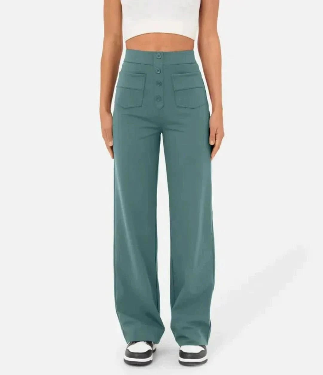 Moduza - pantalones elásticos de cintura alta-Elastic Trousers-VyFlair