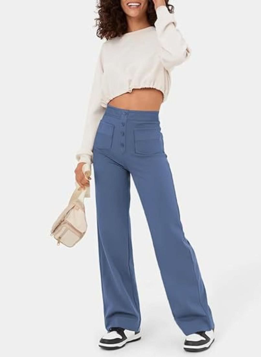Moduza - pantalones elásticos de cintura alta-Elastic Trousers-VyFlair