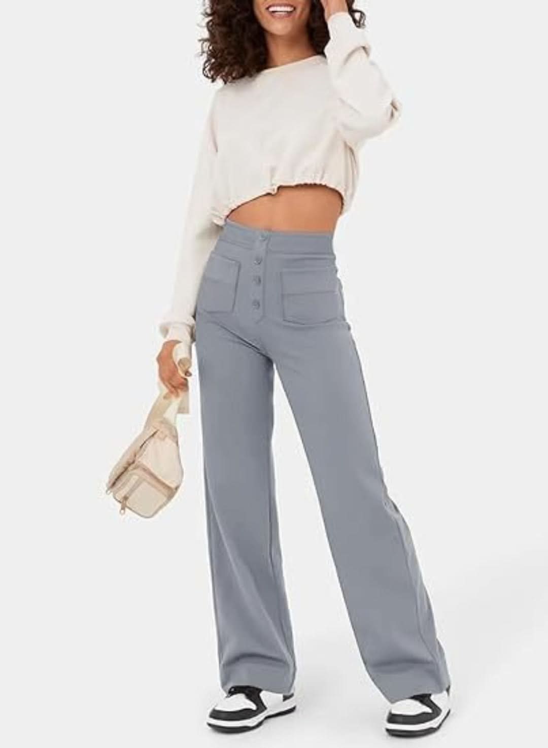 Moduza - pantalones elásticos de cintura alta-Elastic Trousers-VyFlair