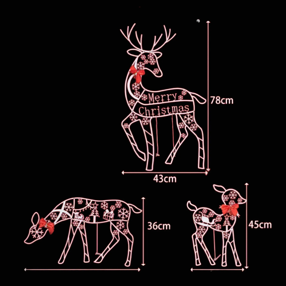 Decoración Navideña Renos y Trineo LED – Exhibición Festiva Iluminada Exterior