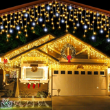 Decoraciones Navideñas LED para Exteriores – Luces Impermeables de Cortina Blanco Cálido