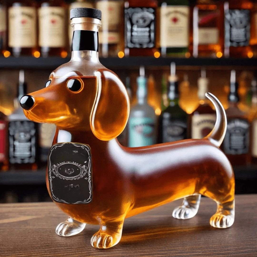 Decantador de Whisky de Vidrio Diseño Perro Elegante - VyFlair