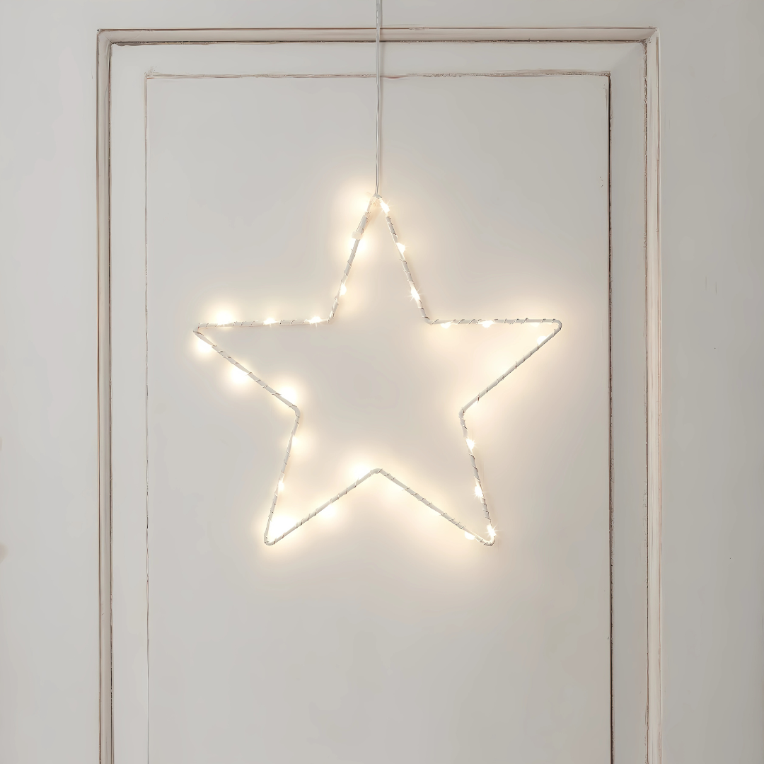 Luz de Ventana Estrella LED – Decoración Navideña con Brillo Blanco Cálido